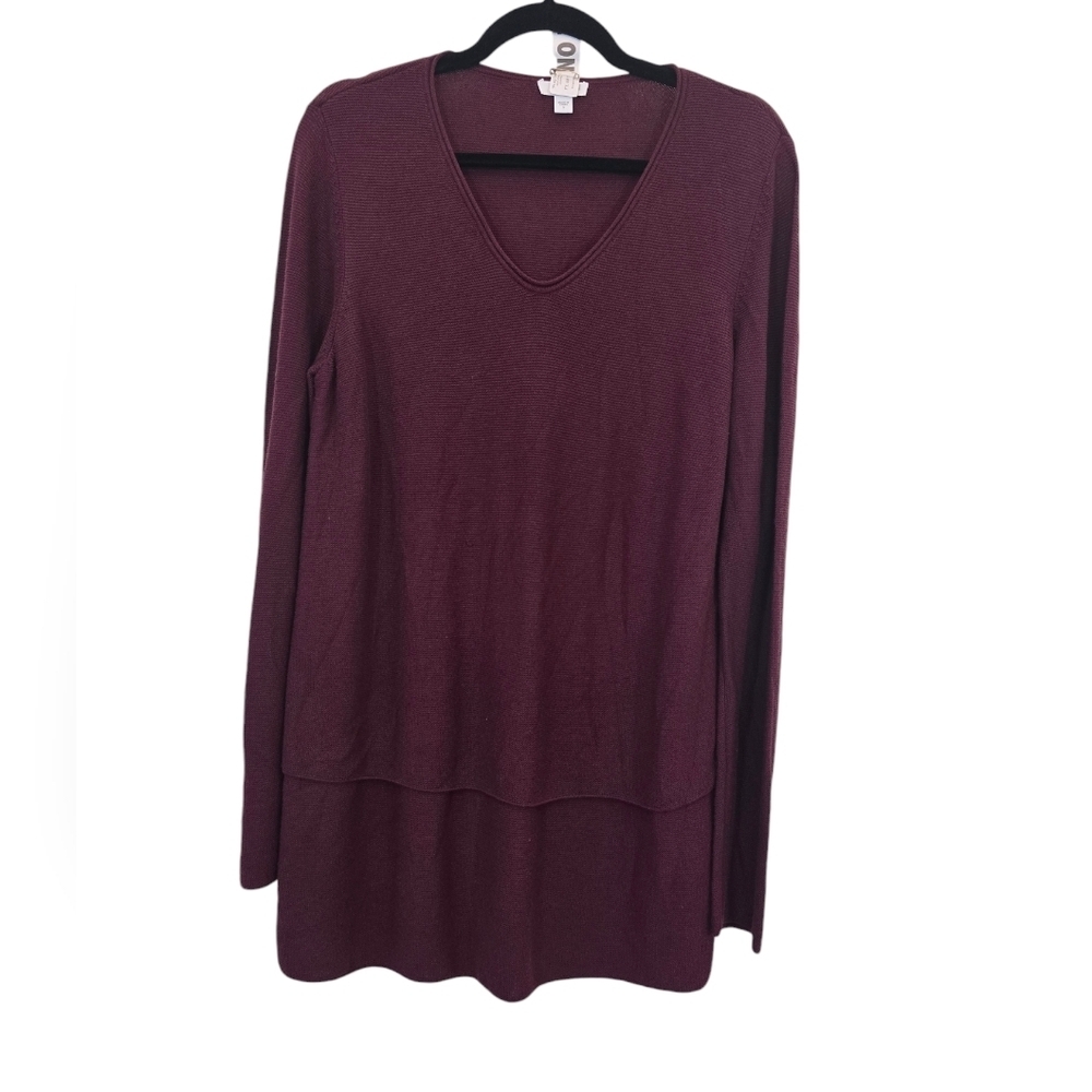 J.Jill Small Modal Blend V Neck Layered Long Tunic Sweater